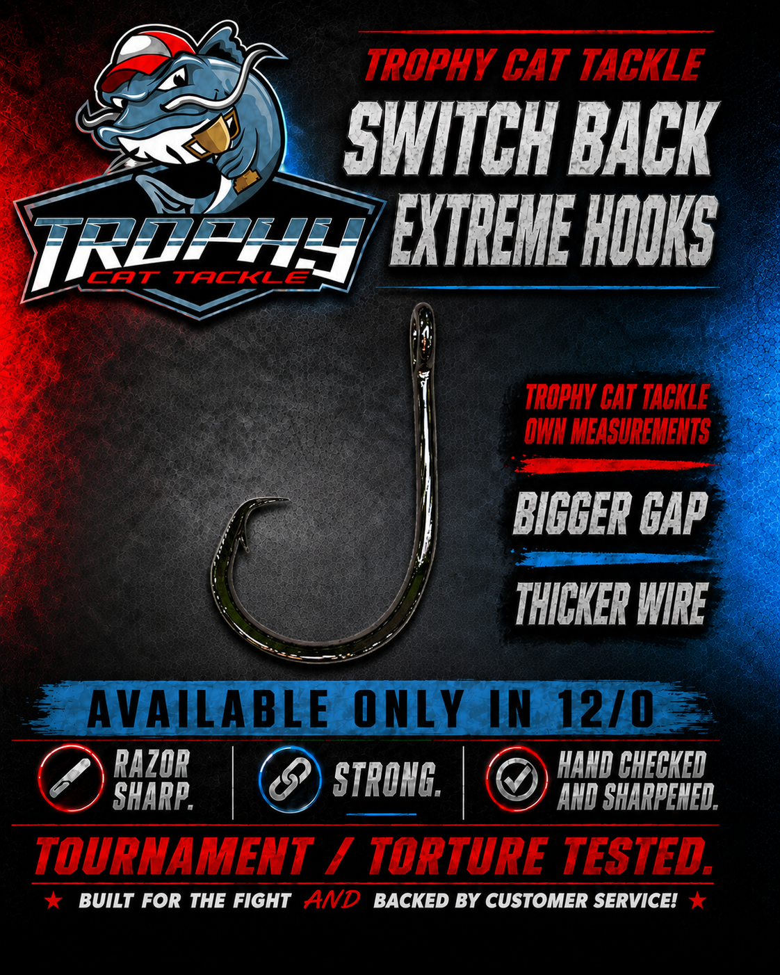 Switch Back Extreme Circle Catfish Hooks – 5 Pack | Trophy Cat Tackle