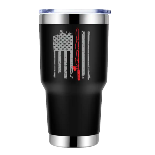Fishing Rod American Flag 30oz Insulated Vacuum Sealed Tumbler