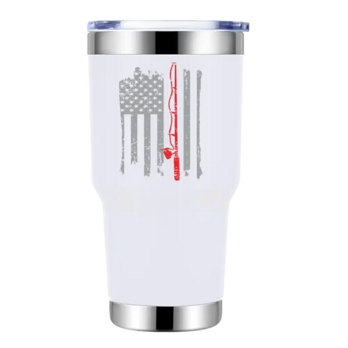 Fishing Rod American Flag 30oz Insulated Vacuum Sealed Tumbler