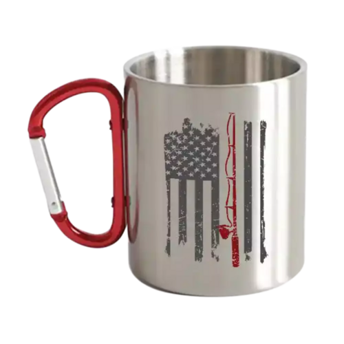 Fishing Rod American Flag Carabiner Mug