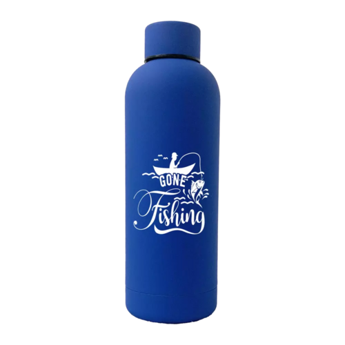 Gone Fishing 17oz Stainless Rubberized Water Bottle