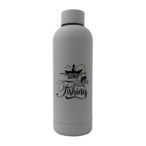 Gone Fishing 17oz Stainless Rubberized Water Bottle