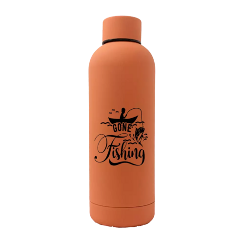 Gone Fishing 17oz Stainless Rubberized Water Bottle