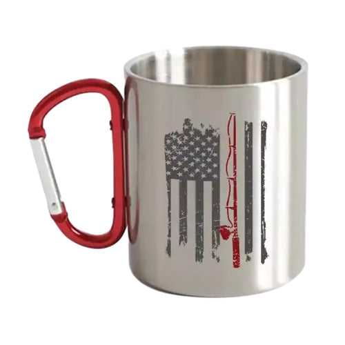 Fishing Rod American Flag Carabiner Mug